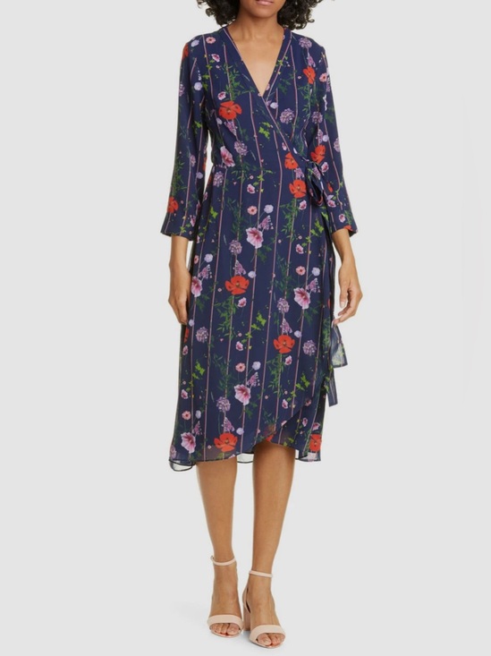Ted Baker Dresses & Skirts - Ted Baker Navy Floral Wrap Midi Dress
